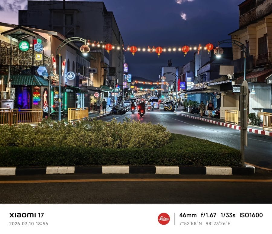 Xiaomi 17 Hauptkamera Testaufnahme Nacht City