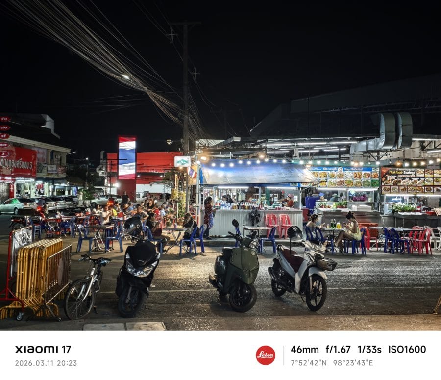 Xiaomi 17 Hauptkamera Testaufnahme Nacht Markt