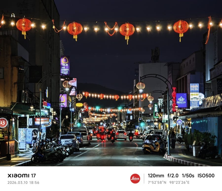 Xiaomi 17 Telekamera Testaufnahme Nacht Straße