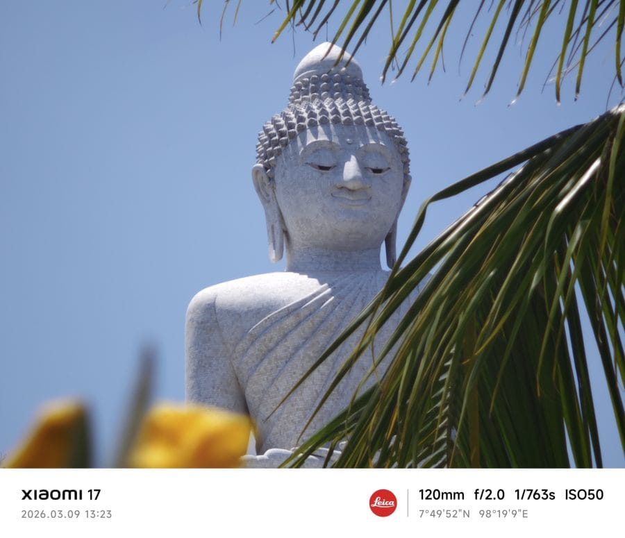 Xiaomi 17 Telekamera Testaufnahme Tag Buddha