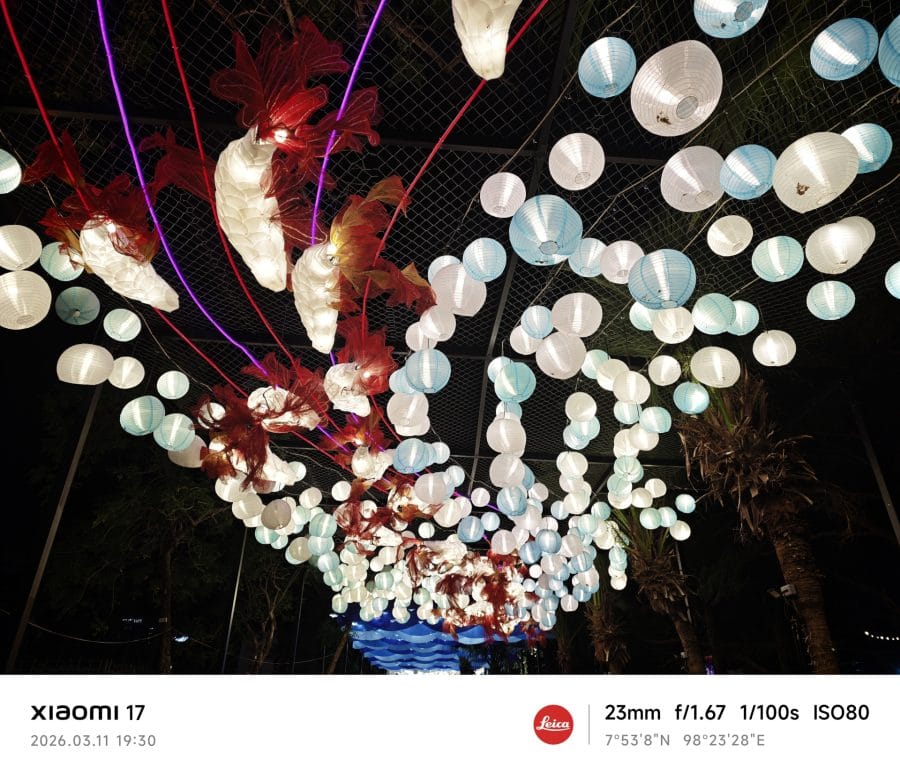Xiaomi 17 UWK Testaufnahme Nacht Hauptkamera Lichter