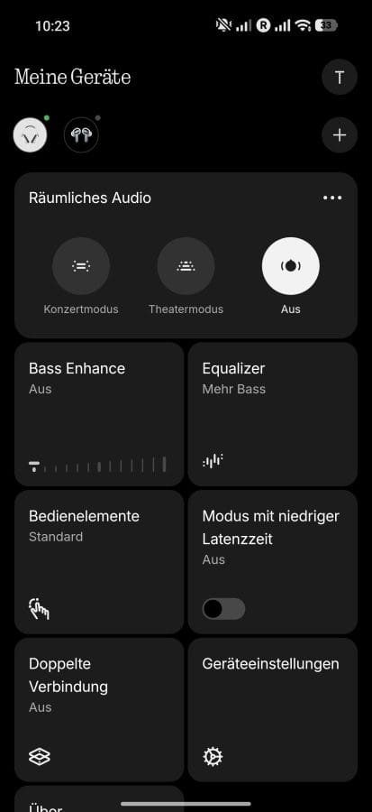 Nothing Headphone (a) App Homescreen funktionen