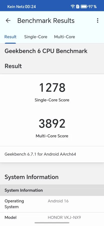 HONOR 600 Geekbench