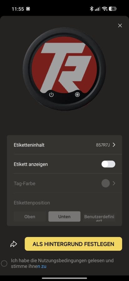 Konfiguration des E-Ink Displays mit eigenem Logo.