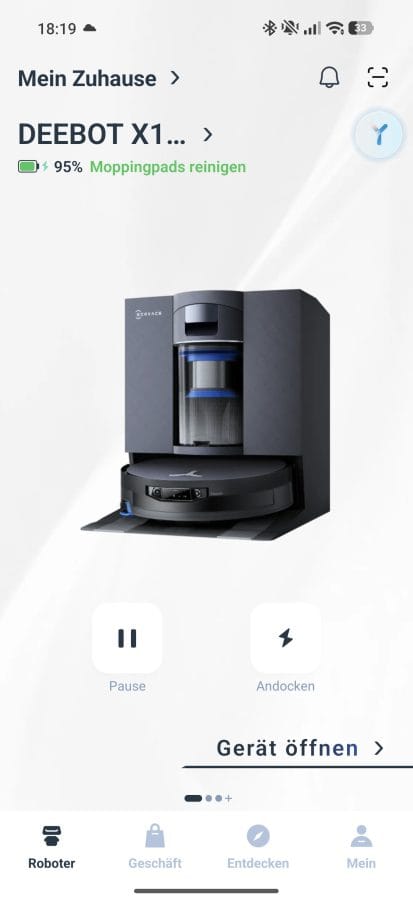 ECOVACS App Homescreen