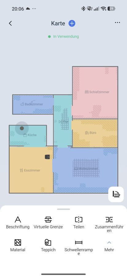 ECOVACS App Kartenbearbeitung