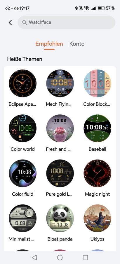 HONOR Health App Watchfaceliste