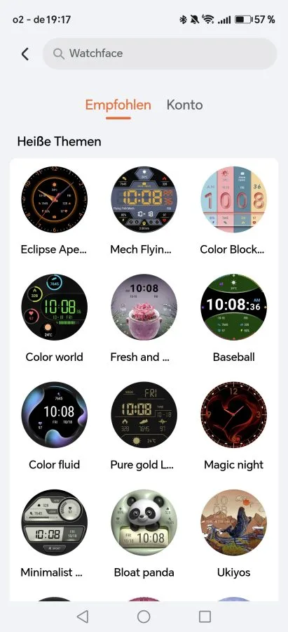 HONOR Health app watch face list