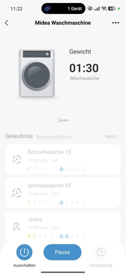 Midea V5 App laufendes Programm
