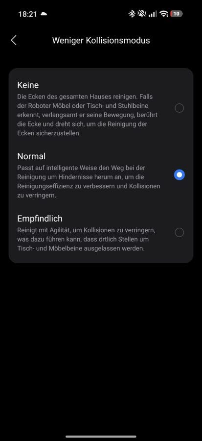 Roborock App Kollisionserkennung