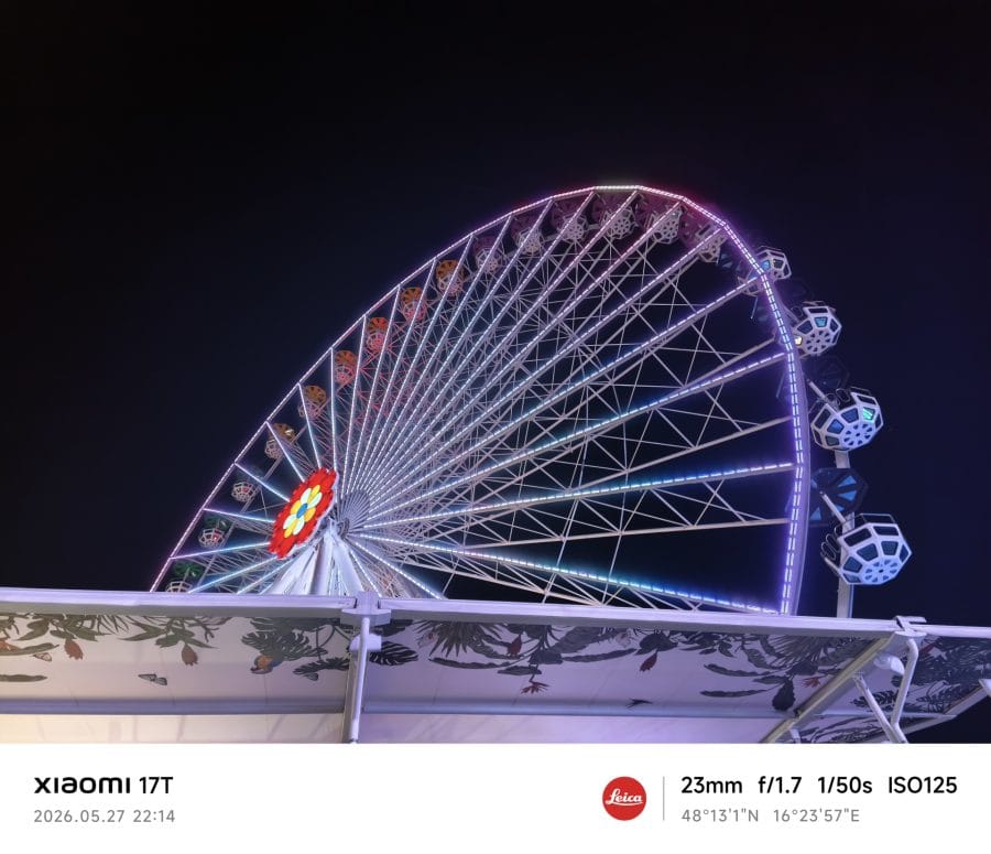 Xiaomi 17T Hauptkamera Testaufnahme Nacht Riesenrad