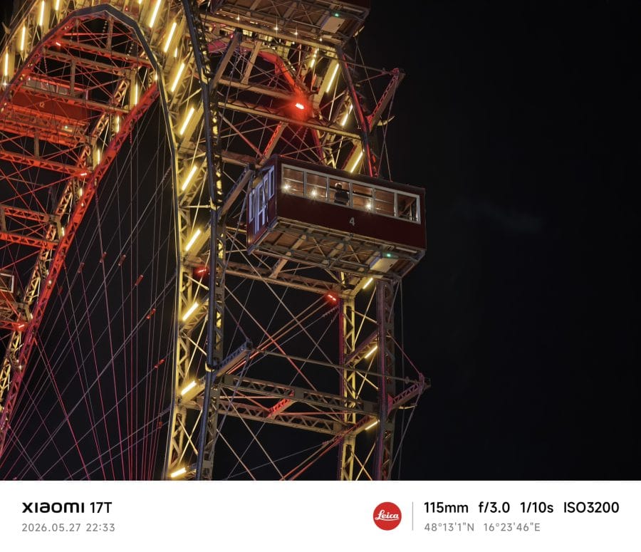 Xiaomi 17T Hauptkamera Testaufnahme Nacht Riesenrad