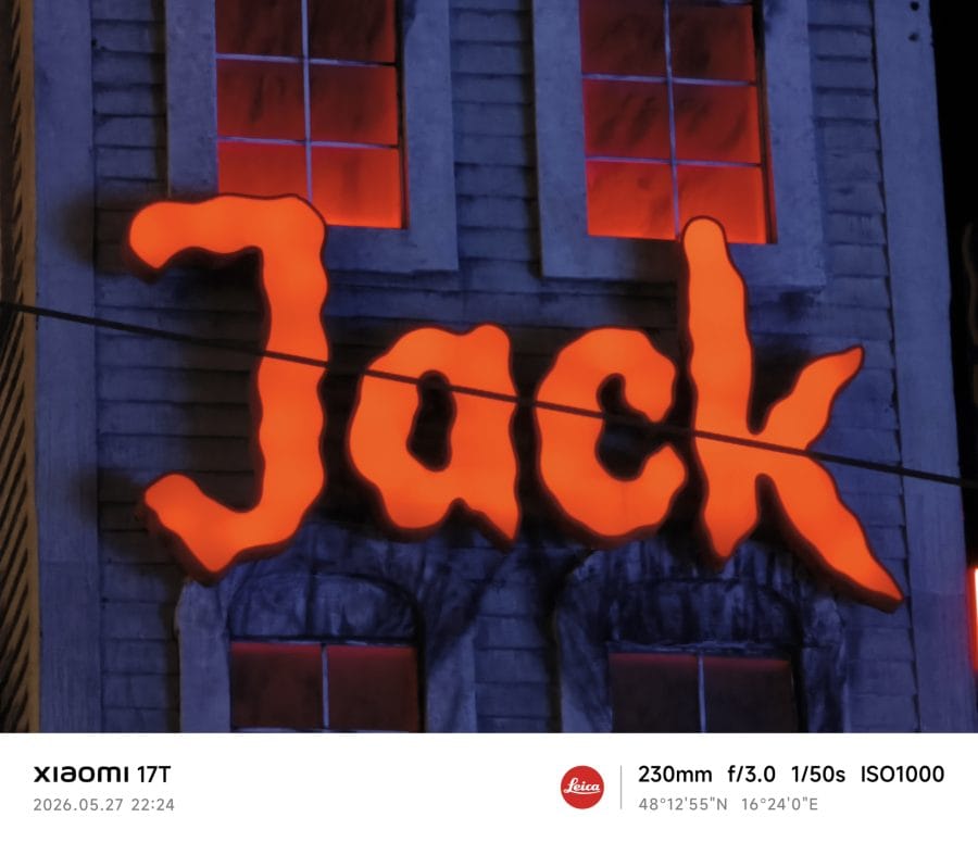 Xiaomi 17T Hauptkamera Testaufnahme Nacht Jack