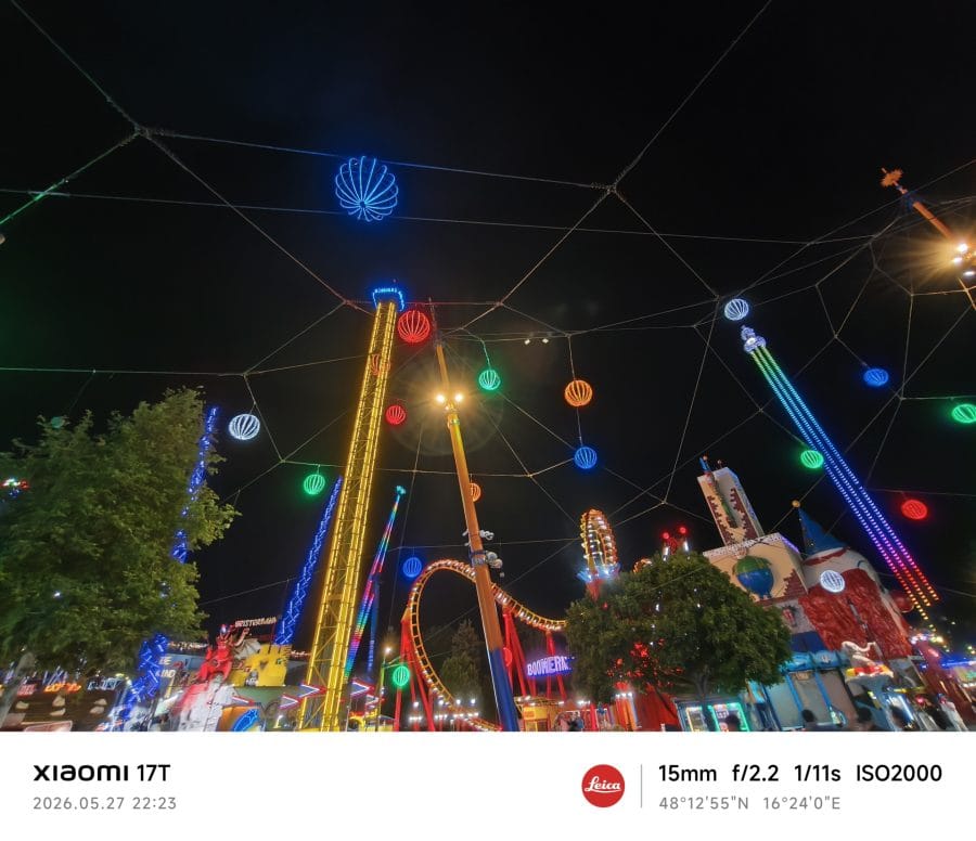 Xiaomi 17T UWK Testaufnahme Nacht Freizeitpark