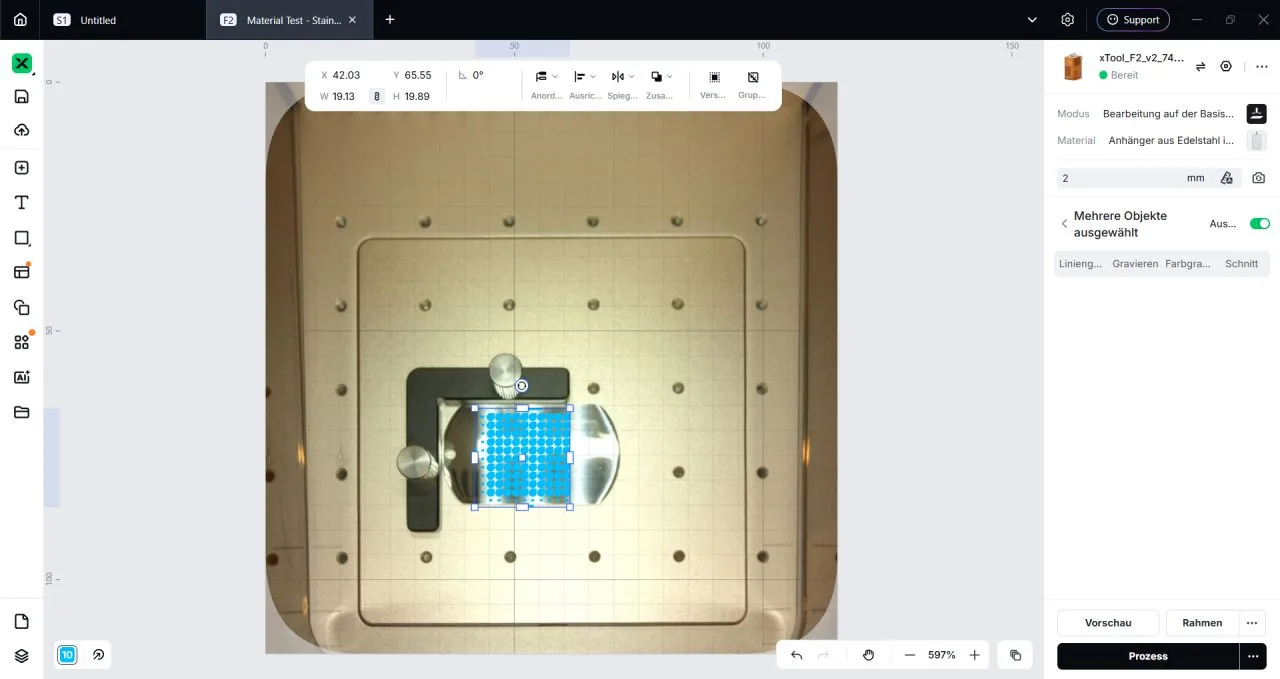 xTool F2 alignment