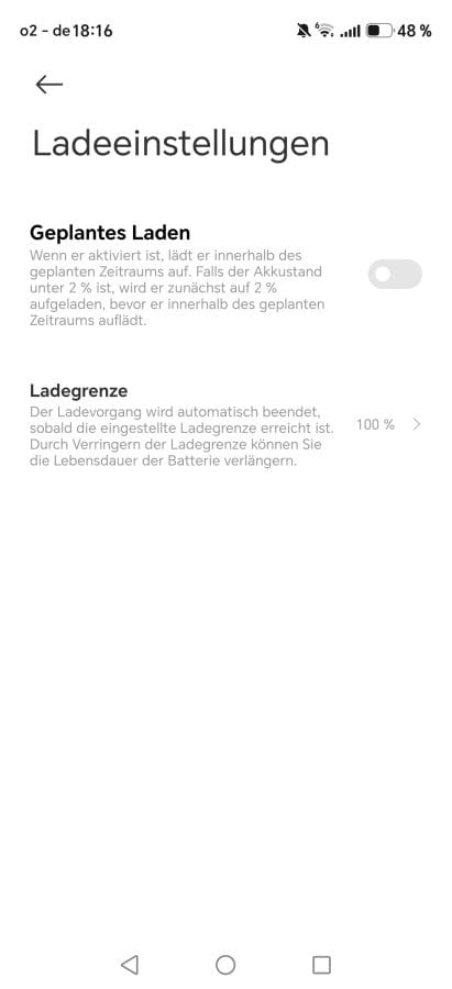App Ladeeinstellungen