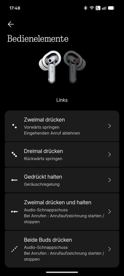 Nothing X App Bedienung