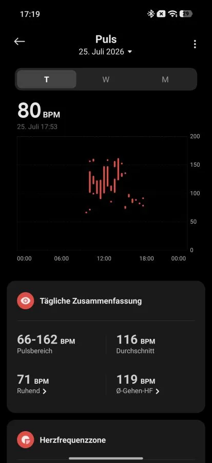 Xiaomi Mi Fitness pulsmätning