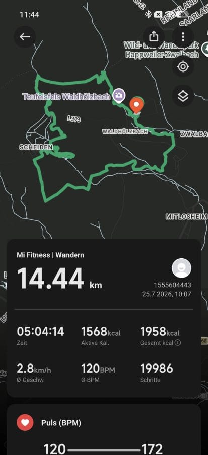 Xiaomi Mi Fitness Sport Streckenübersicht