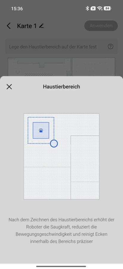 DJI ROMO Home App Haustierbereich