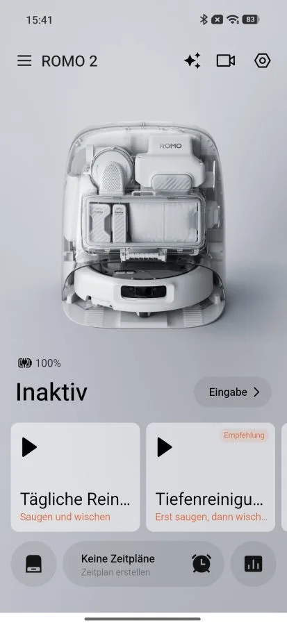 Domovská obrazovka aplikace DJI ROMO Home