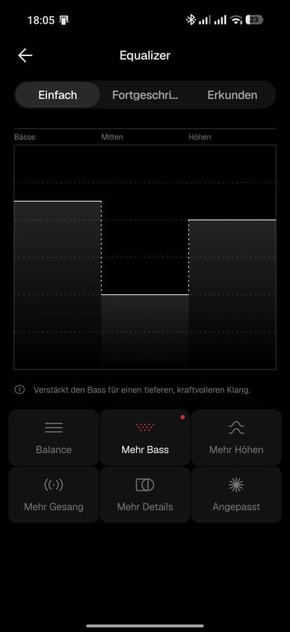Nothing X App Einfacher Equalizer