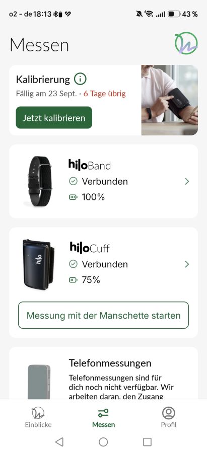 App Hilo Band Kalibrierung