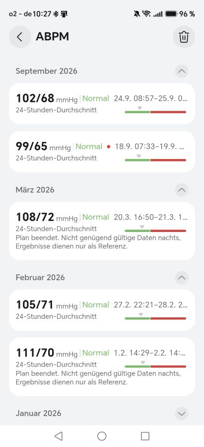 App HUAWEI Watch D3 ABPM Messung 1