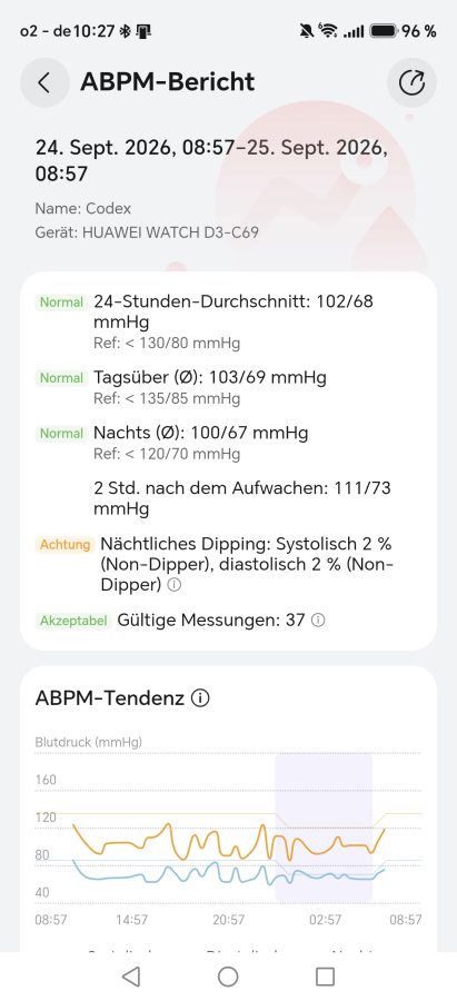 App HUAWEI Watch D3 ABPM Messung 2