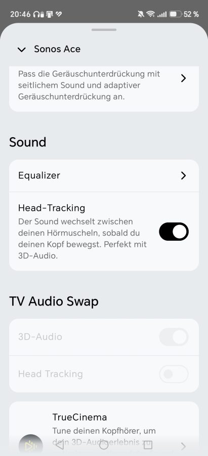 App Sonos Ace Head Tracking