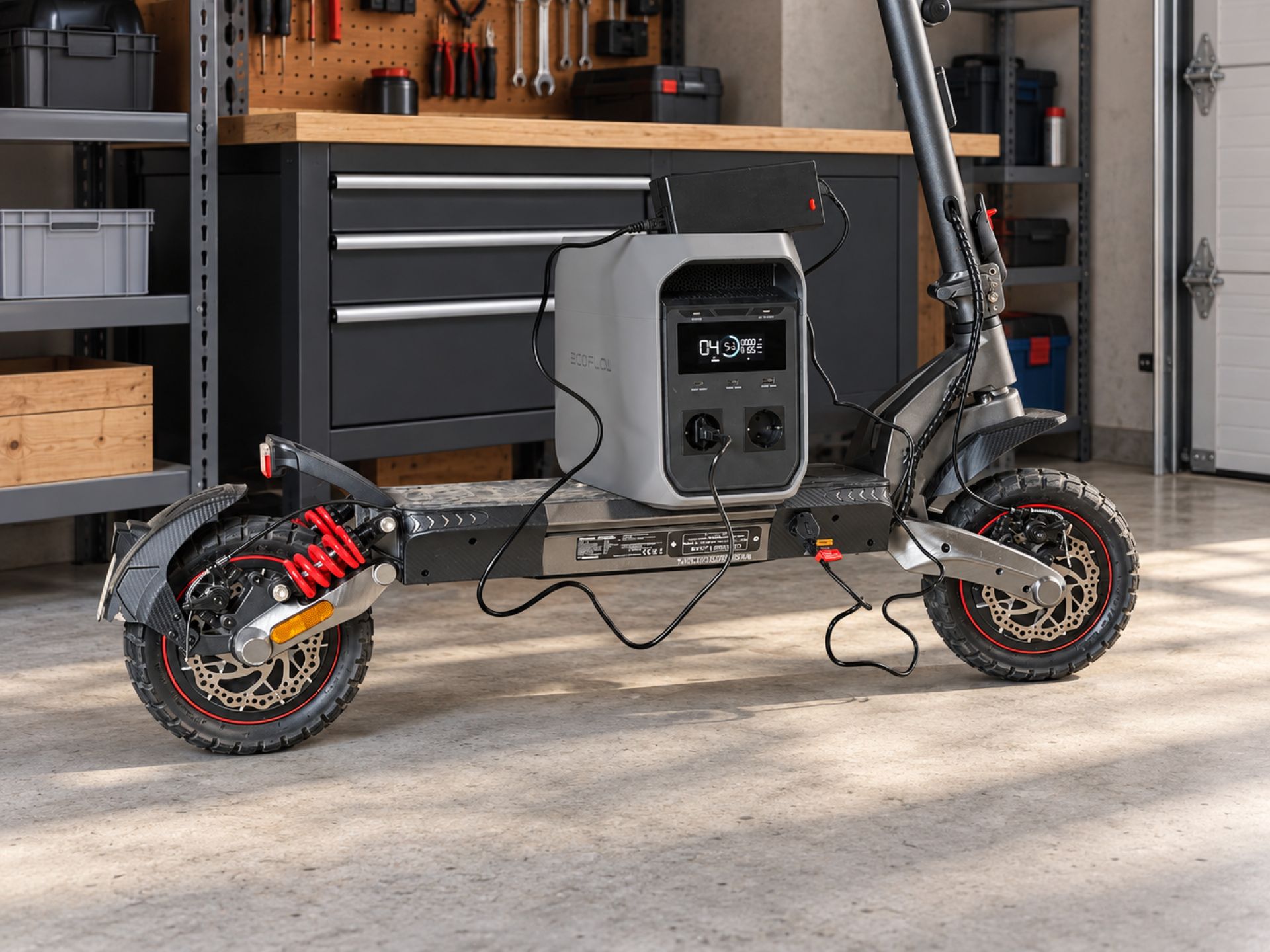 EcoFlow Delta 3 Classic E Scooter am Laden