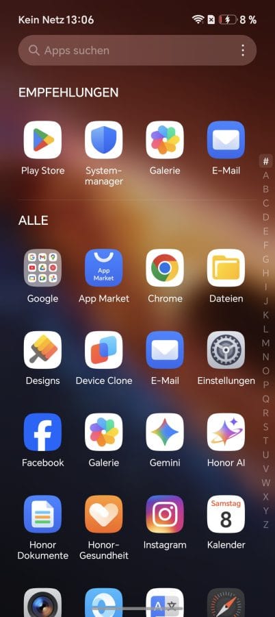 HONOR Magic V6 App-Drawer