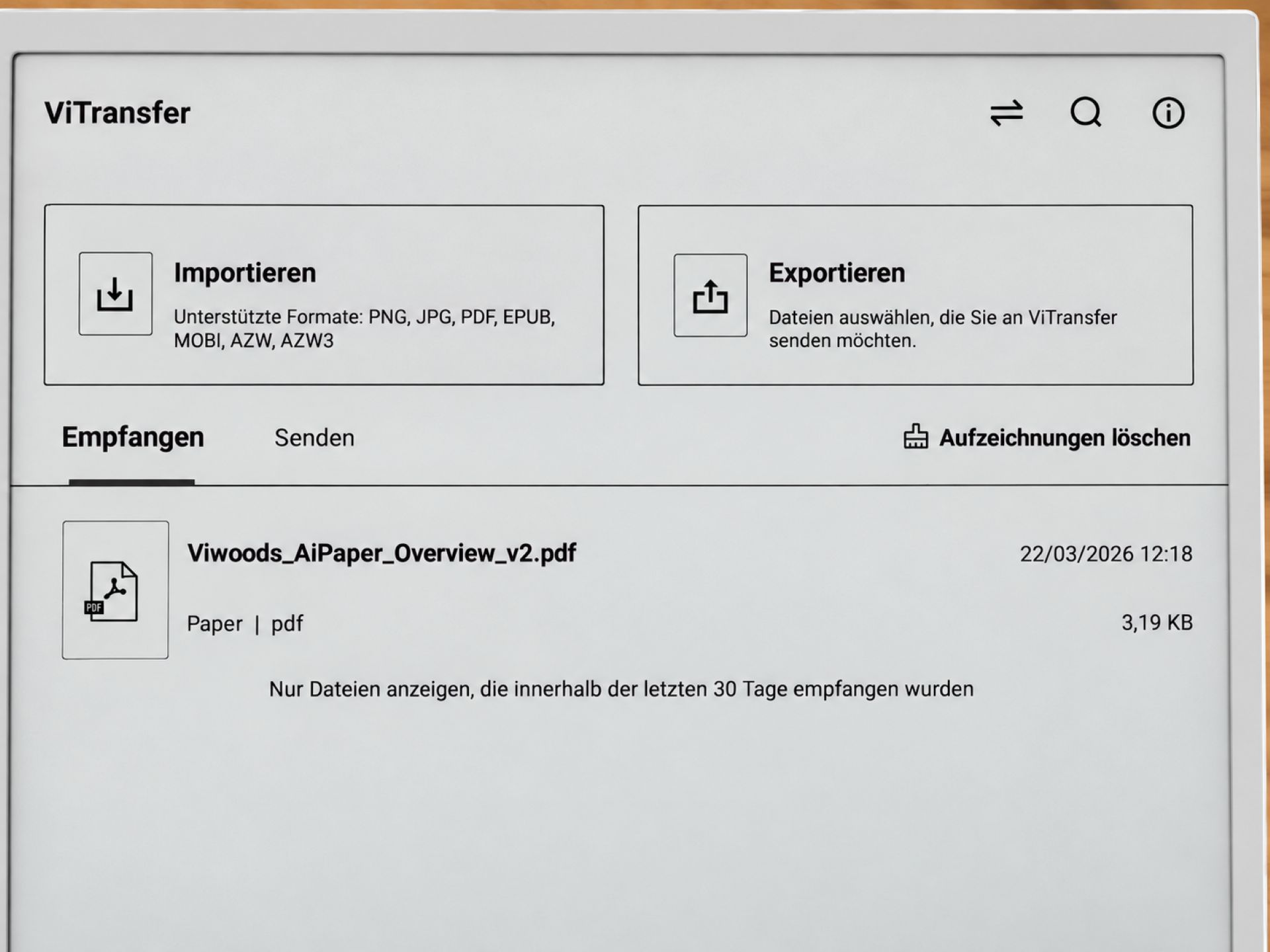 Viwoods AiPaper Dokumente verschieben